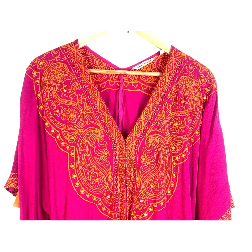 Soft Surroundings Catalpa Topper embroidered beaded tunic kimono S/M - Picture 4 of 6